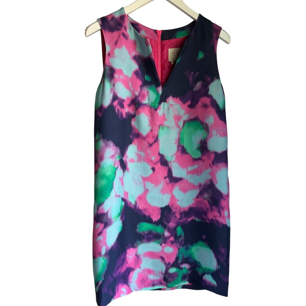 Kate Spade NY Watercolor Floral Sheath Dress Sz 6 Pink Green Navy